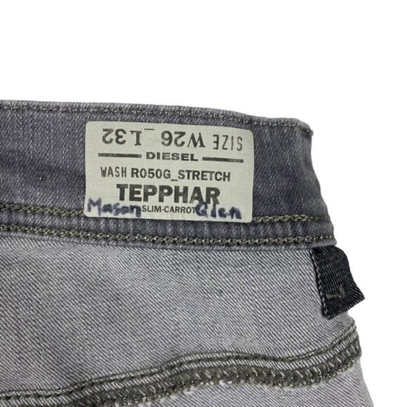 Diesel Men's Tepphar R050G Slim Carrot Stretch Denim Jeans Grey US 26 X 32 - Picture 11 of 15